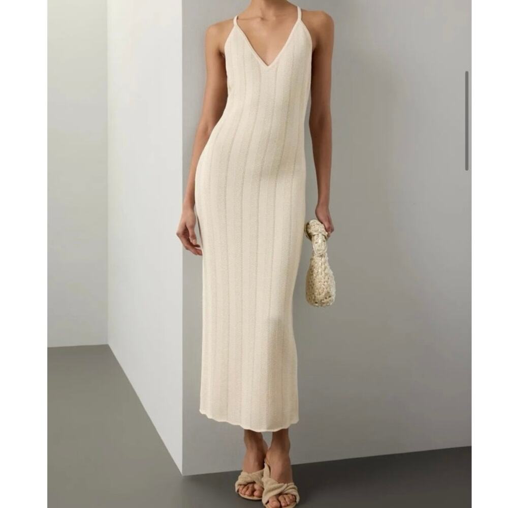 Prabal Gurung ivory Crochet Knit Dress Medium